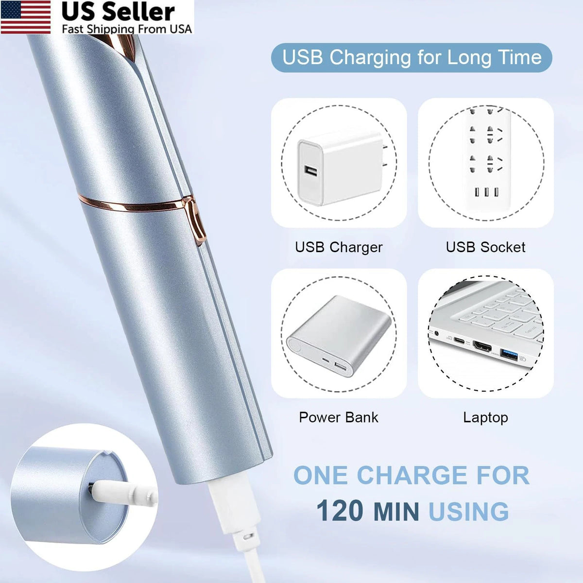 Facial Hair Removal Device for Women - Electric Blue