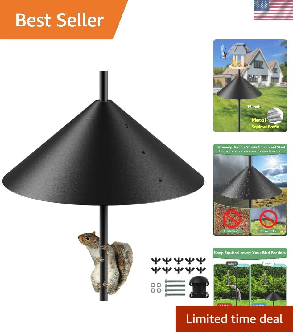 19'' Chew-Proof Squirrel Baffle for Bird Feeders (Weather Resistant)