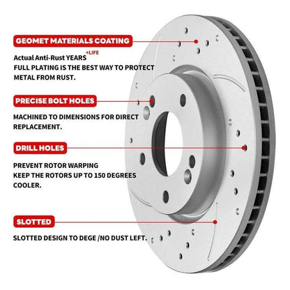 Set of 2 Rear Drilled Slotted Brake Rotors & Ceramic Pads for Mazda 3 (2005–2013)