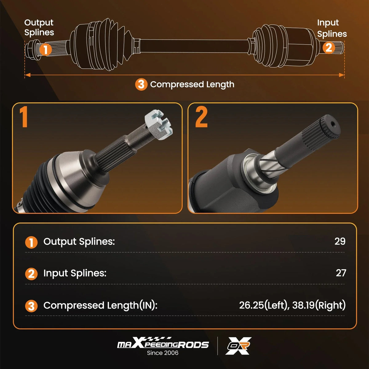 Set of 2 Front CV Axle Shafts LH & RH for Nissan Rogue (2008–2015)