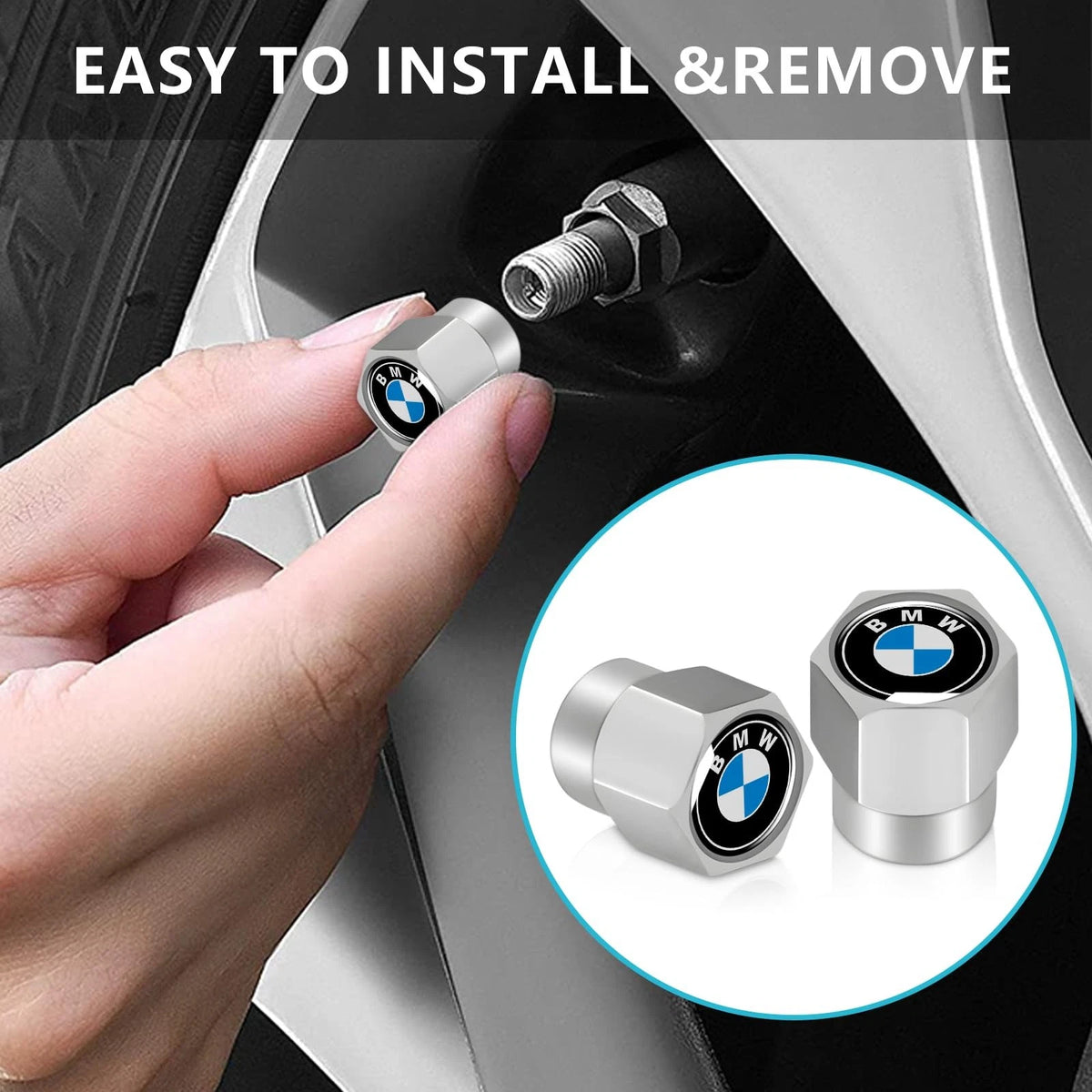 Set of 4 Tire Valve Stem Caps for BMW X1 X3 M3 M5 X5 X6 Z4 3 5 7 (2000–2023)