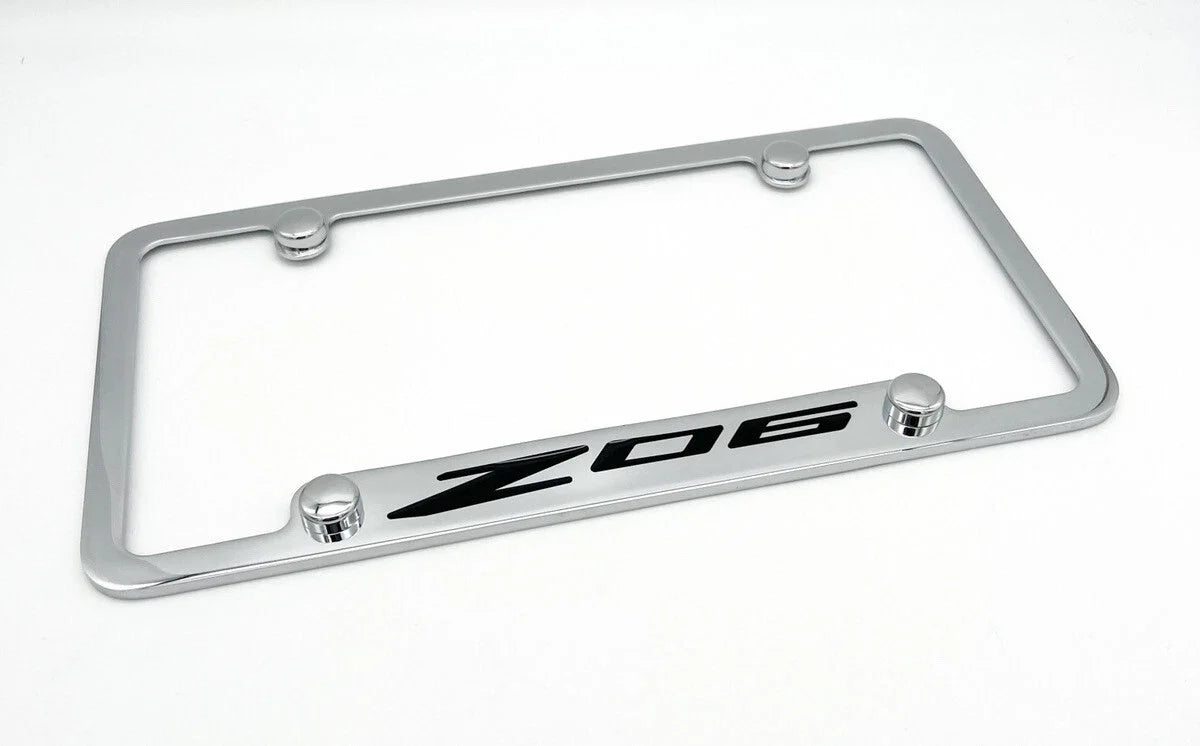 Notched Chrome License Plate Frame Replacement for Chevy C8 Corvette (2020–2024)