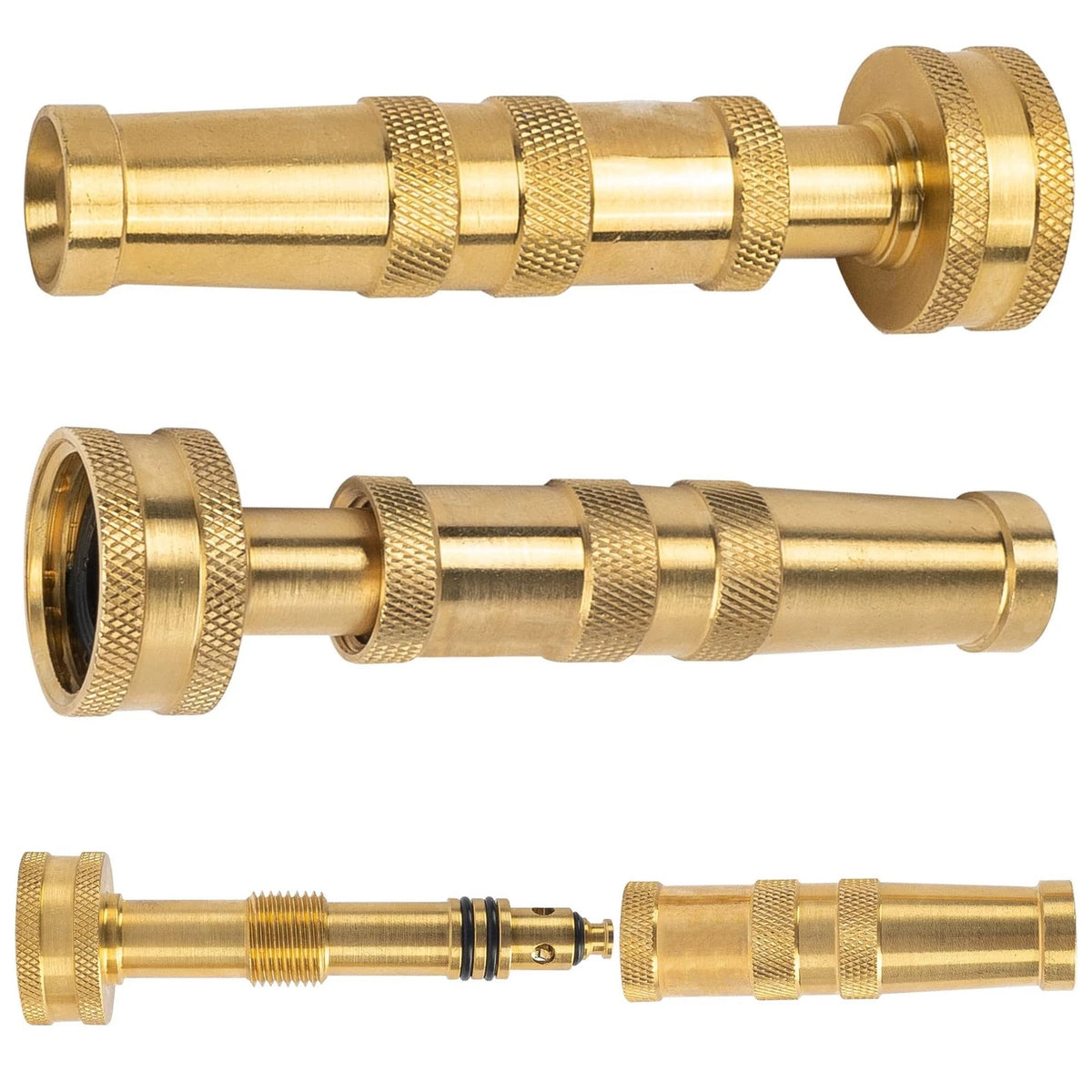 Set of 4 Adjustable Twist Hose Nozzles 4 Inch Gold