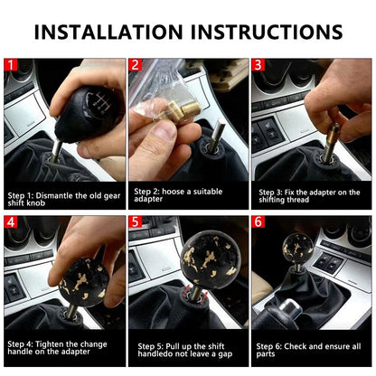 Universal Carbon Fiber Ball Gear Shifter Knob with 3 Adapters