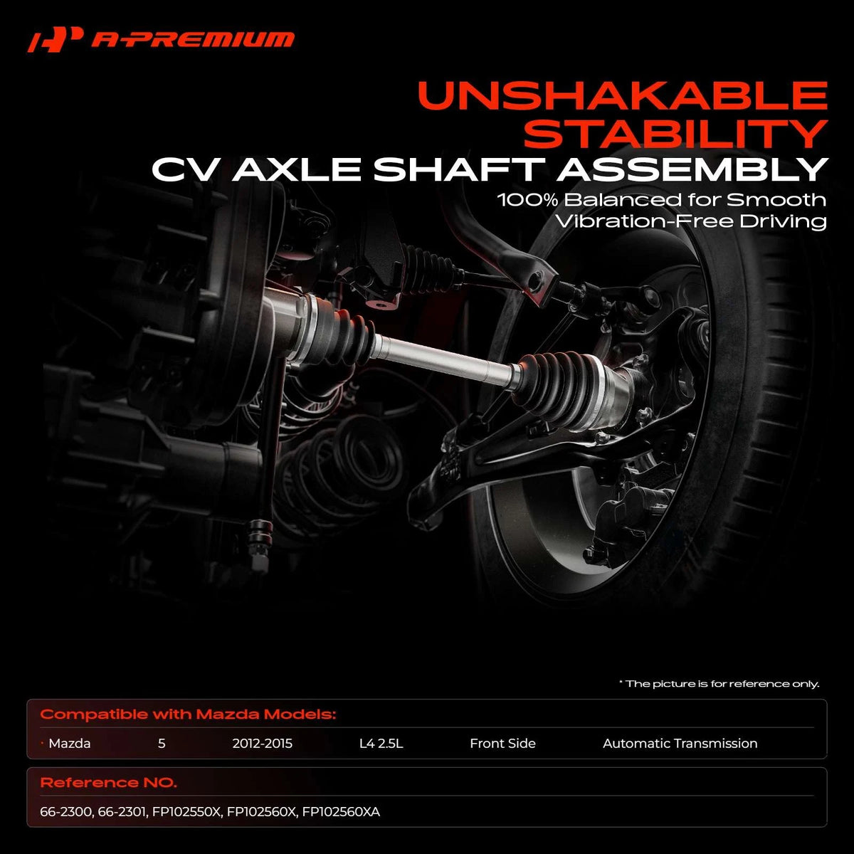 A-Premium Pair Front CV Axle Assembly for Mazda 5 (2012–2015) FP102560X, FP102560XA, FP102550X