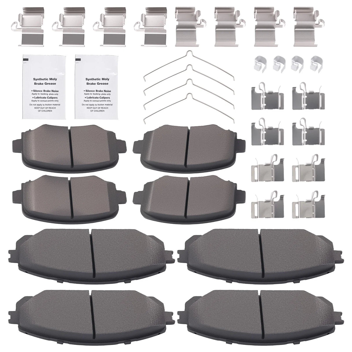 8pcs Ceramic Brake Pads Kit for Jeep Cherokee (2014–2022) w/Hardware