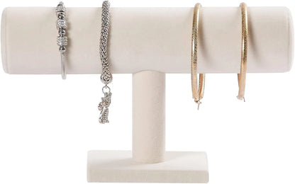 Bracelet Holder Display Stand Velvet T-bar Jewelry Organizer Beige