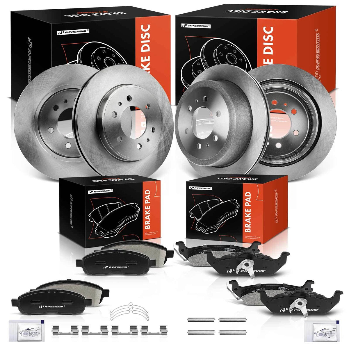 Set of 4 Disc Brake Rotors & Ceramic Pads for Ford F-150 (2009) - 32065130, 680754R, PRT6000
