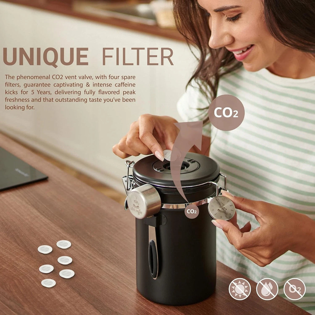 Replacement CO2 Filters for Coffee Container Airtight