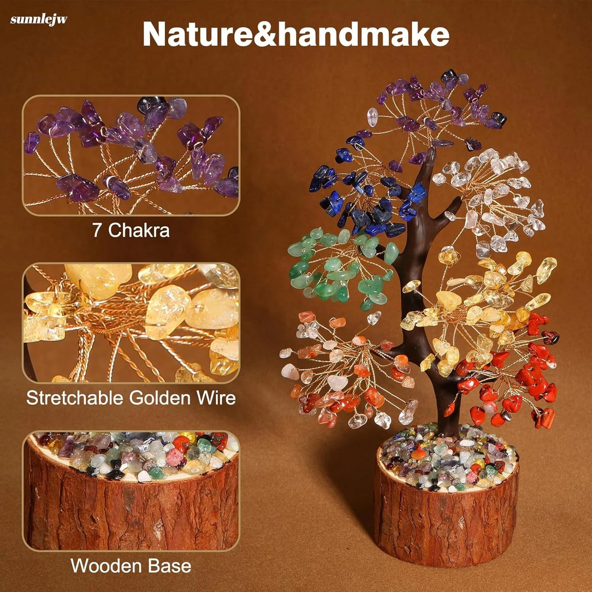 7 Chakra Crystal Tree of Life for Healing Gifts (No Part Numbers)