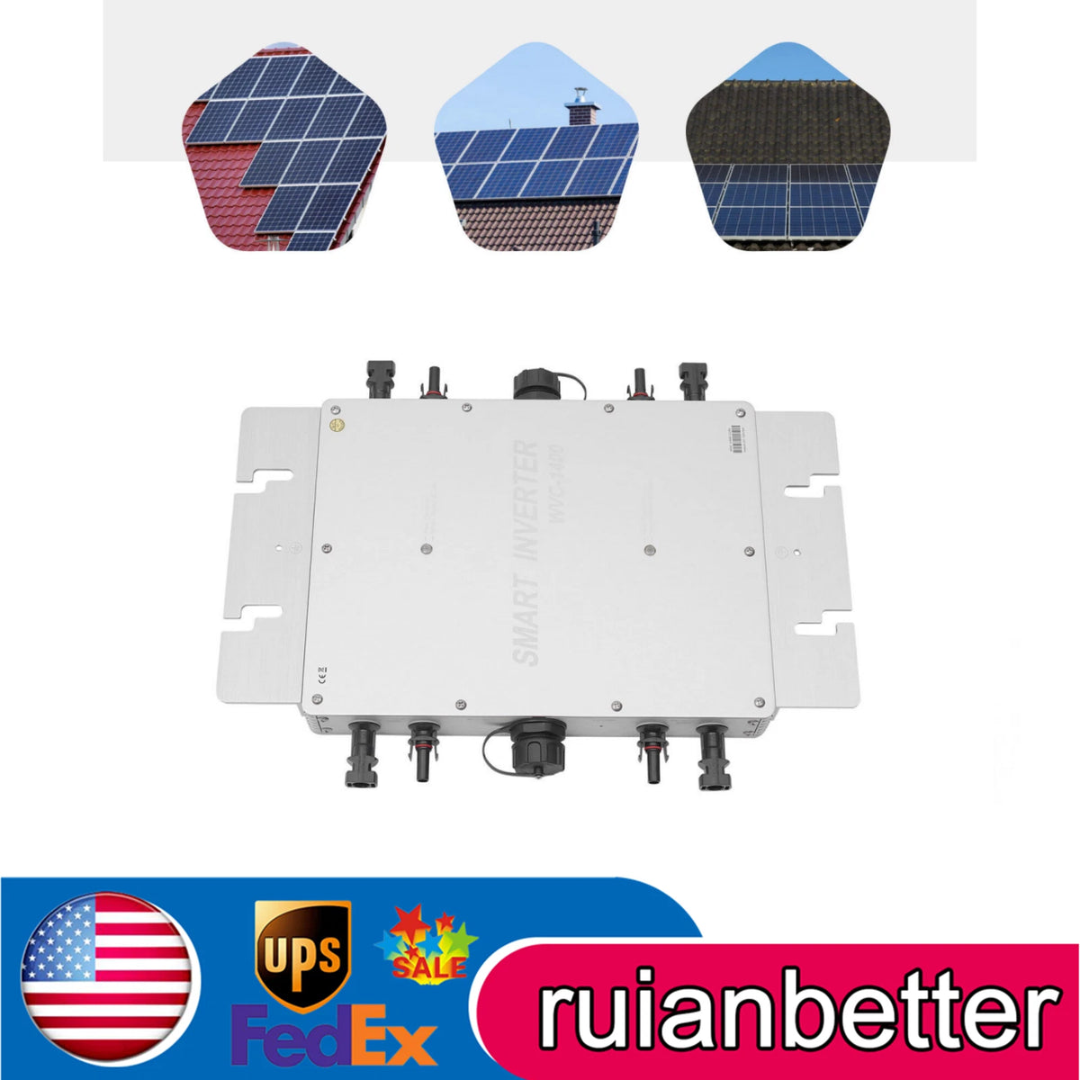 1400W Solar Micro Inverter for Grid Tie MPPT Pure Sine Wave DC to AC