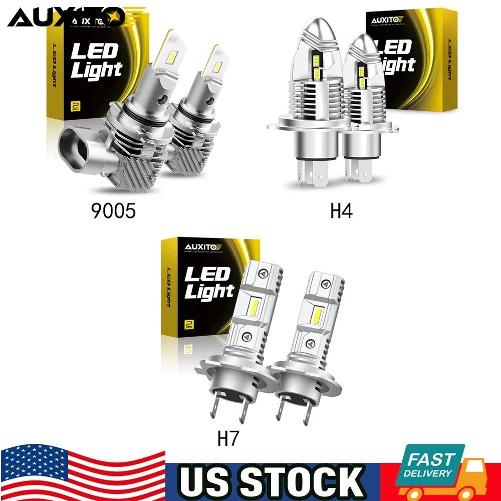AUXITO LED Headlight Bulb H7 H4 9003 HB3 9005 6500K 40000LM for Cars
