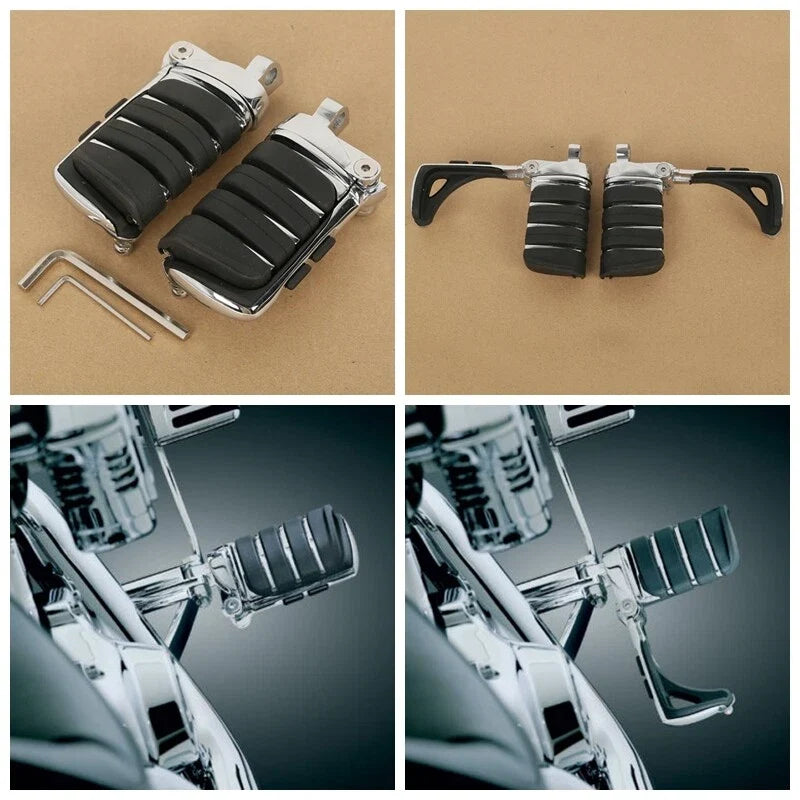 Pair Chrome Switchblade Male Mount Foot Pegs for Harley Touring Dyna