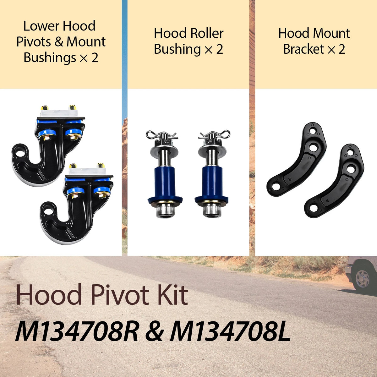 Hood Hinge Pivot Bolt Bushing Kit for Peterbilt 379 378 377 (M134708R)