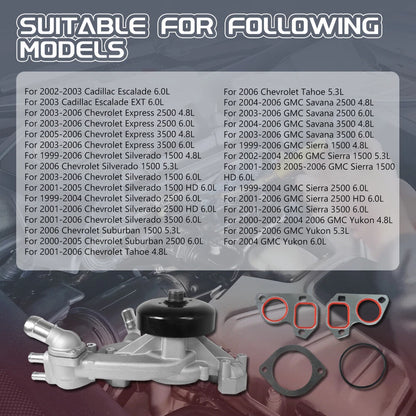 AW5104 Water Pump with Thermostat for Chevrolet Silverado GMC Sierra (2007–2013)