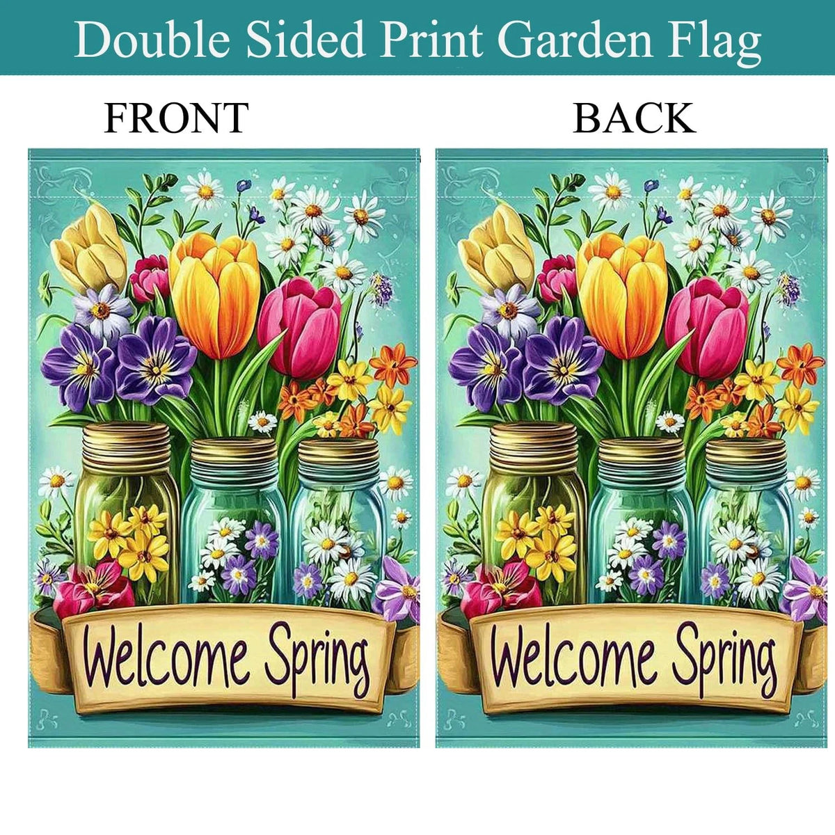 Floral Garden Flag 12x18 Inch Double Sided Multicolor
