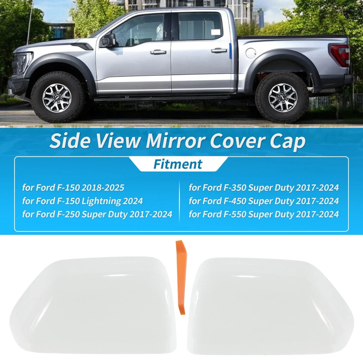 2Pcs Door Mirror Cap Cover for Ford F250 F350 Super Duty (2017–2024)