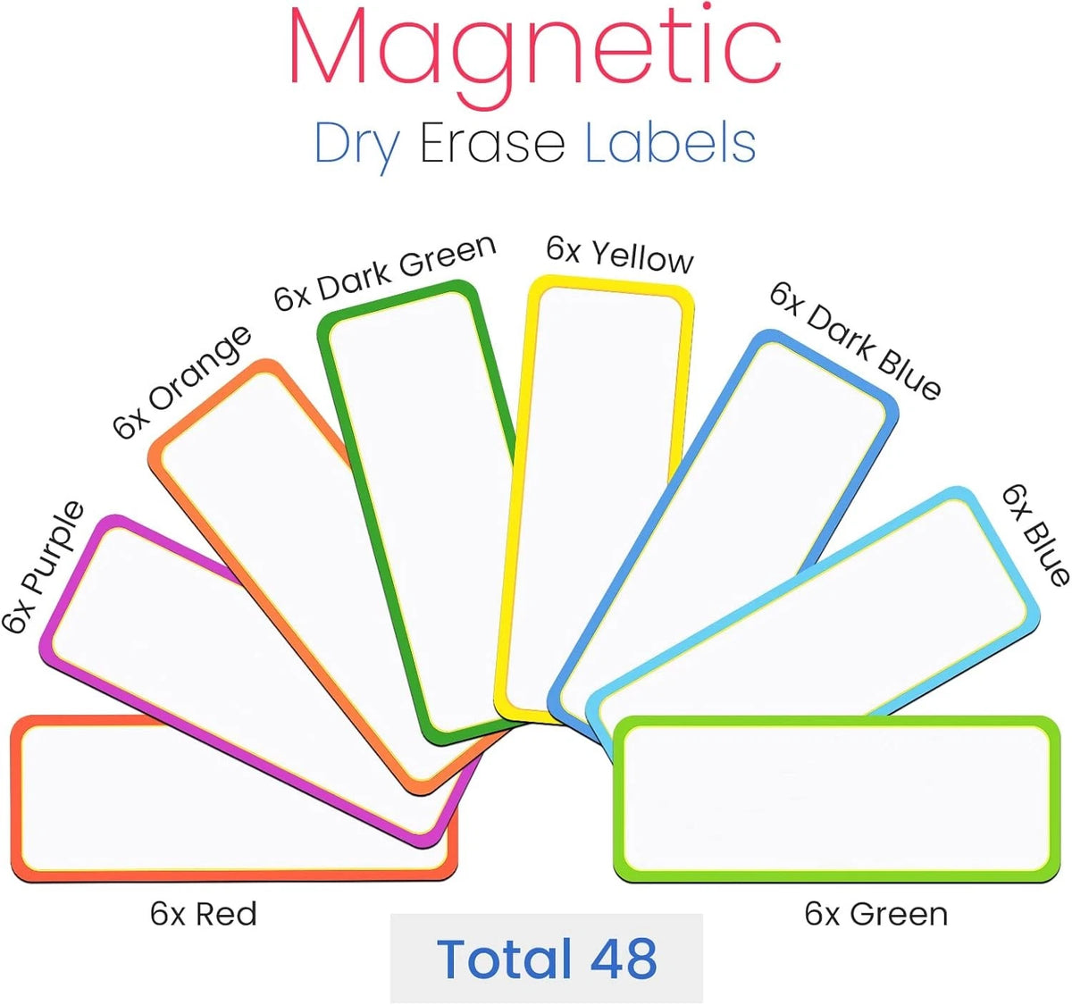48 Magnetic Dry Erase Labels for Various Uses (3.2 x 1.2 inches)