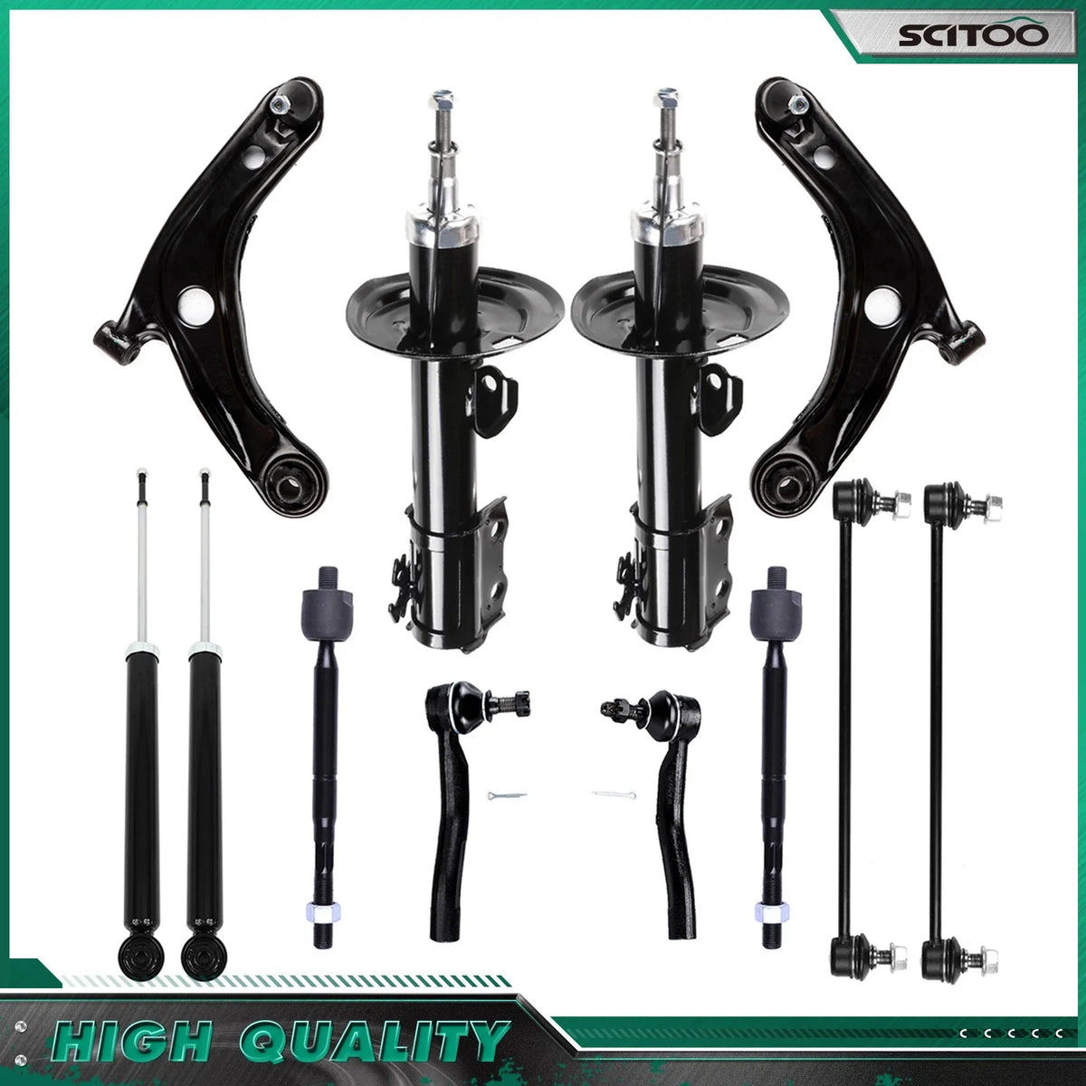 Set of 4 Struts Shocks Control Arm Tie Rod Sway Bar for Toyota Yaris (2007–2012)
