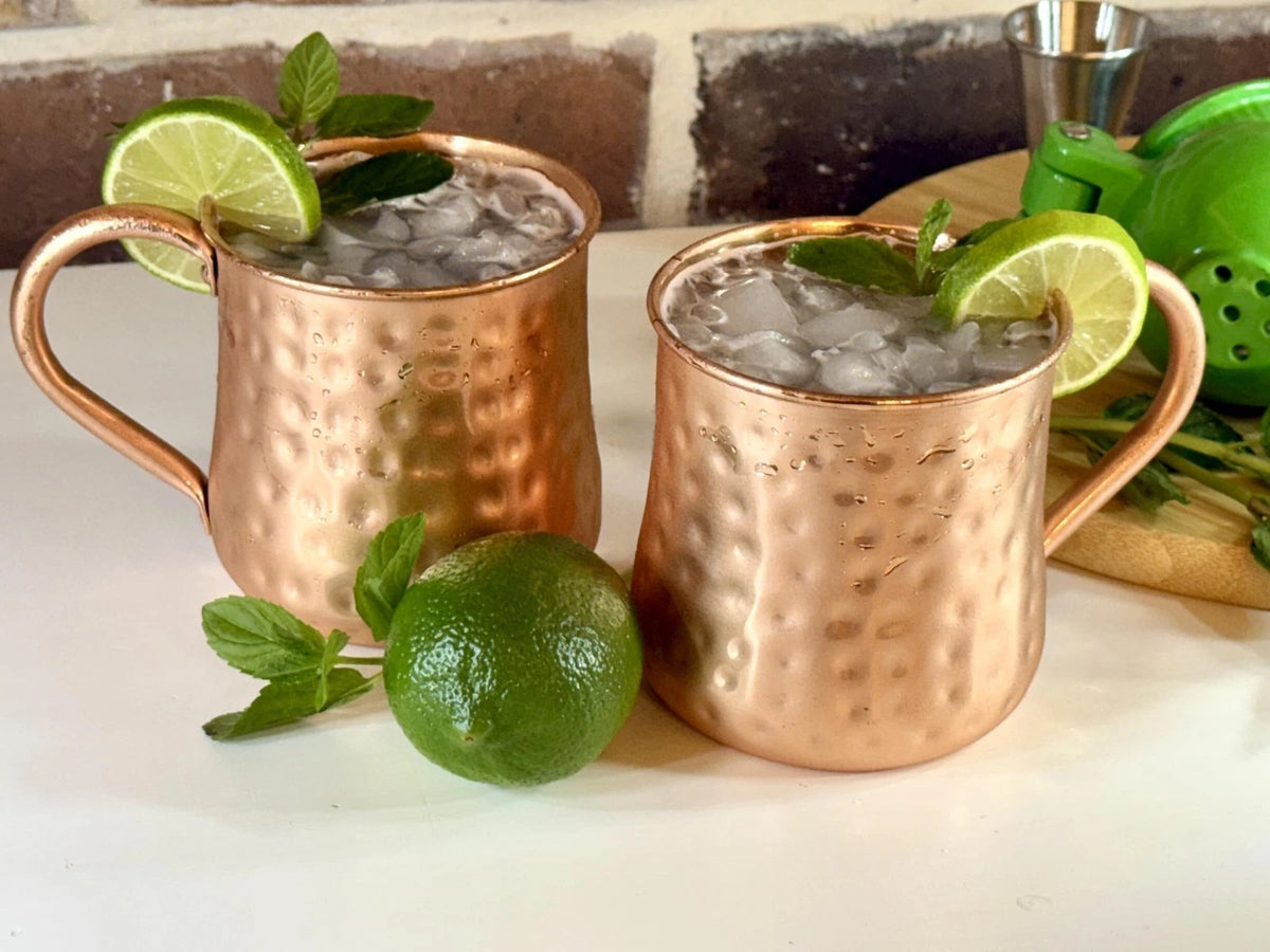 Wooden Baker Copper Mugs - Handcrafted Hammered (One Size)