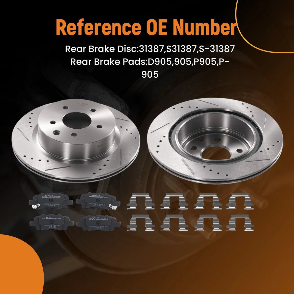 Rear Brake Rotors and Pads Kit for Nissan 350Z (2006–2009) / 370Z (2009–2019) 31387