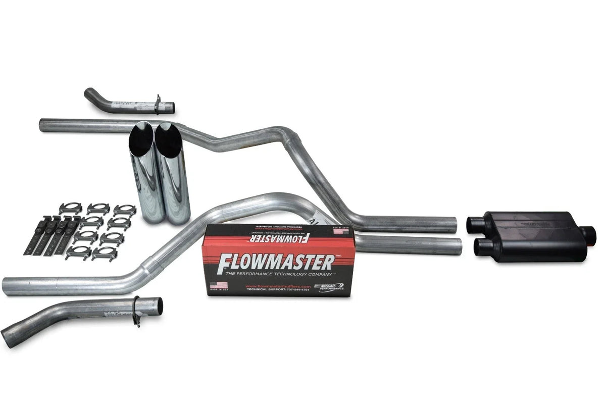 2.5" Dual Exhaust Kit for Chevy GMC 1500 (2015–2018) Flowmaster Super 44 Slash Tip