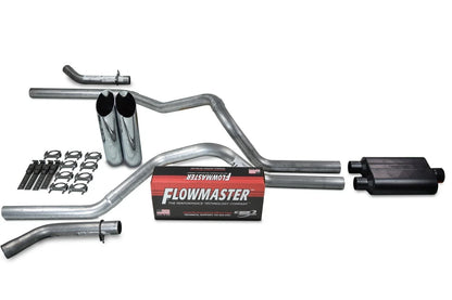 2.5" Dual Exhaust Kit for Chevy GMC 1500 (2015–2018) Flowmaster Super 44 Slash Tip