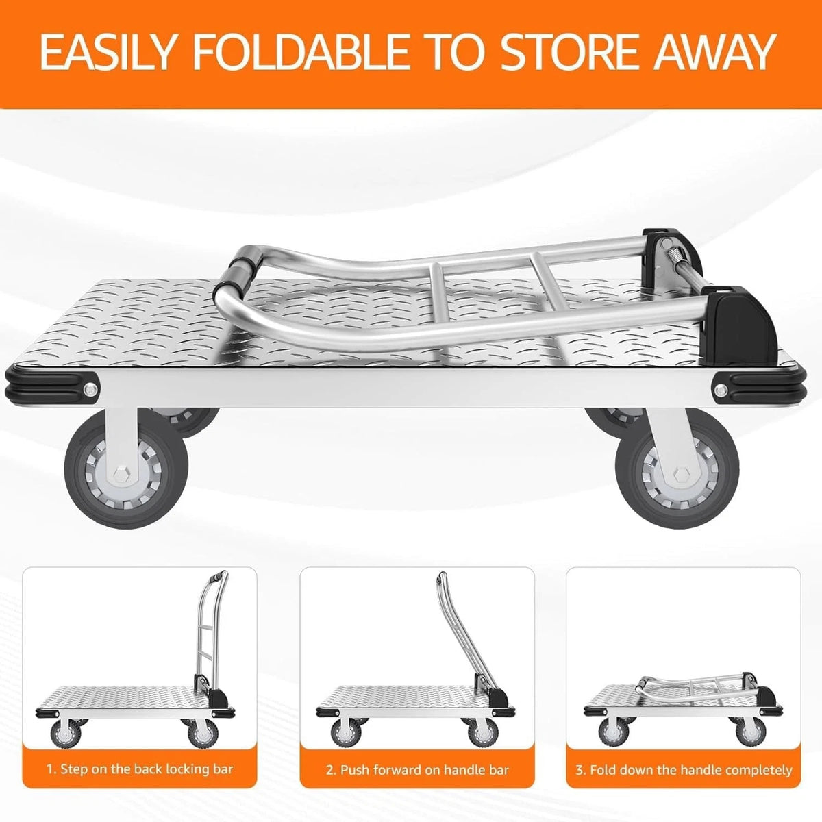 Heavy Duty Folding Dolly Cart Hand Truck 2000 lb Utility Trolley