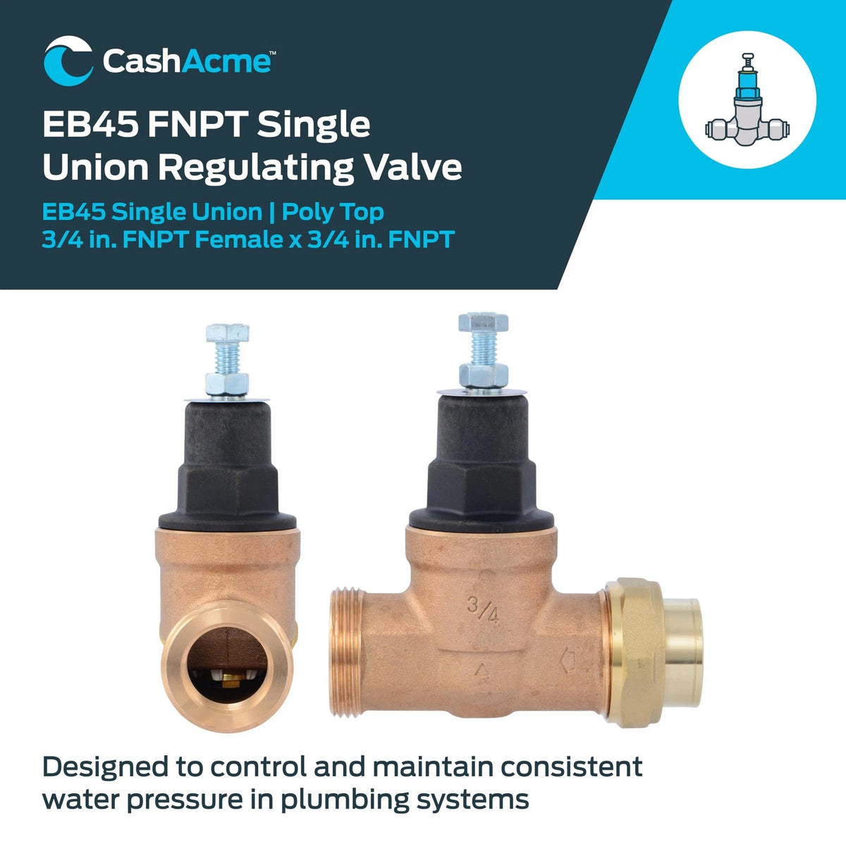 Cash Acme EB45 Pressure Regulating Valve for (3/4 in., Brass)