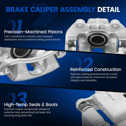 2X Rear Brake Calipers w/ Bracket for Chevy Trailblazer, GMC Envoy (2002–2009)