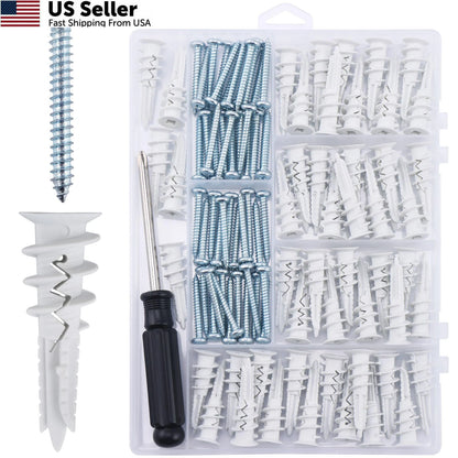 100PCS Self Drilling Drywall Anchors #8 1-1/4 inches White