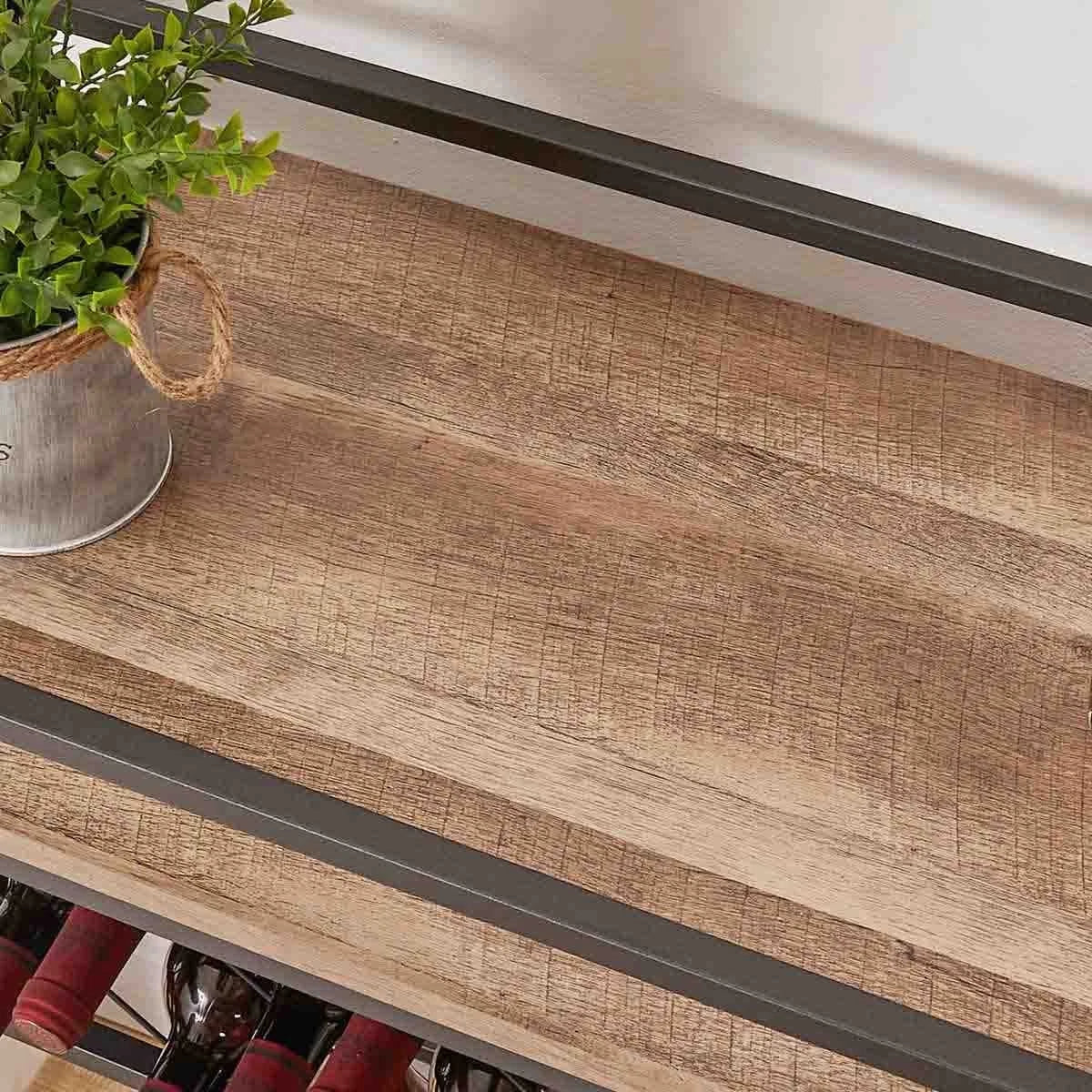 Bar Cart on Wheels with 3 Tier Wood Shelves for Home