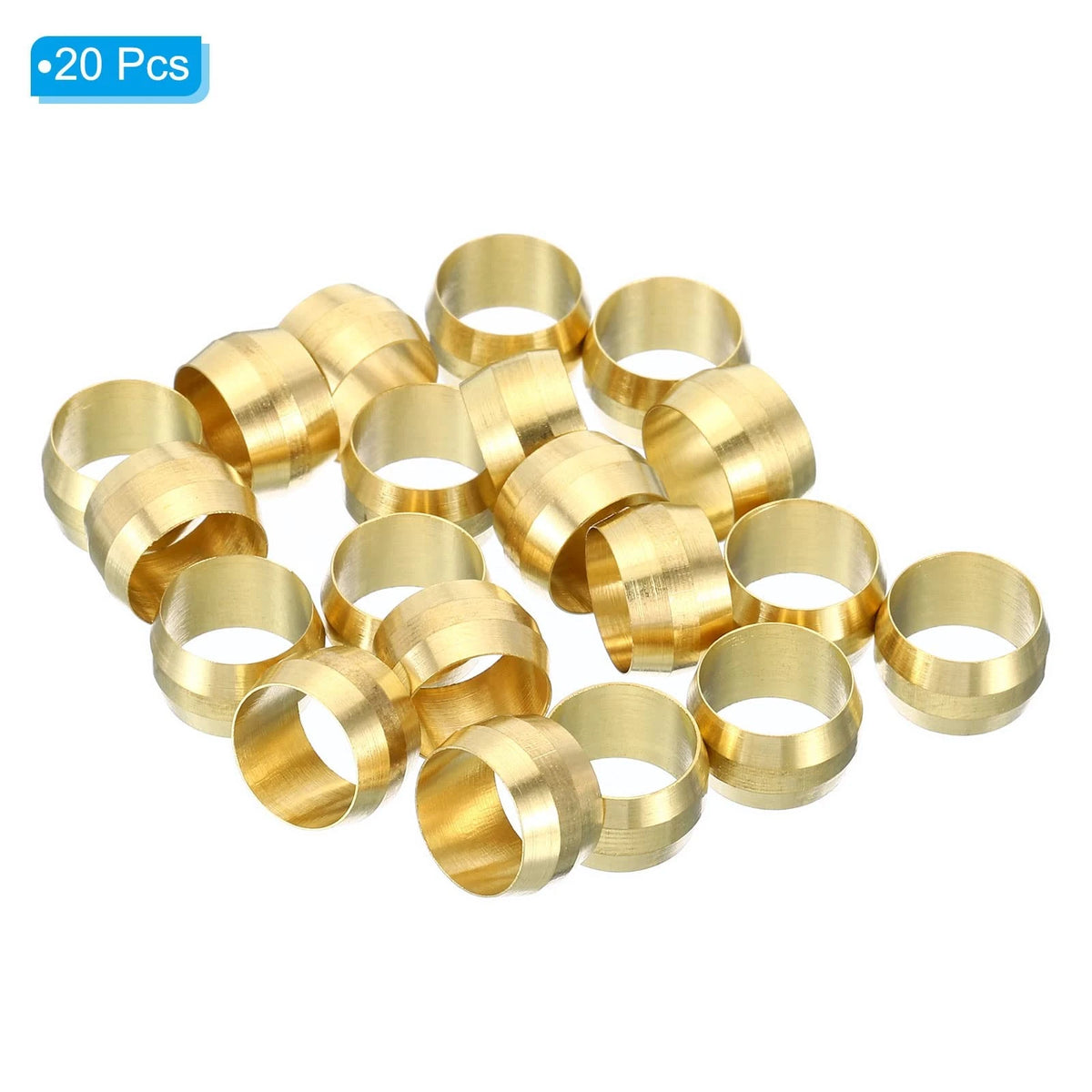Set of 20 Brass Compression Sleeves Ferrules for 10mm Tube OD