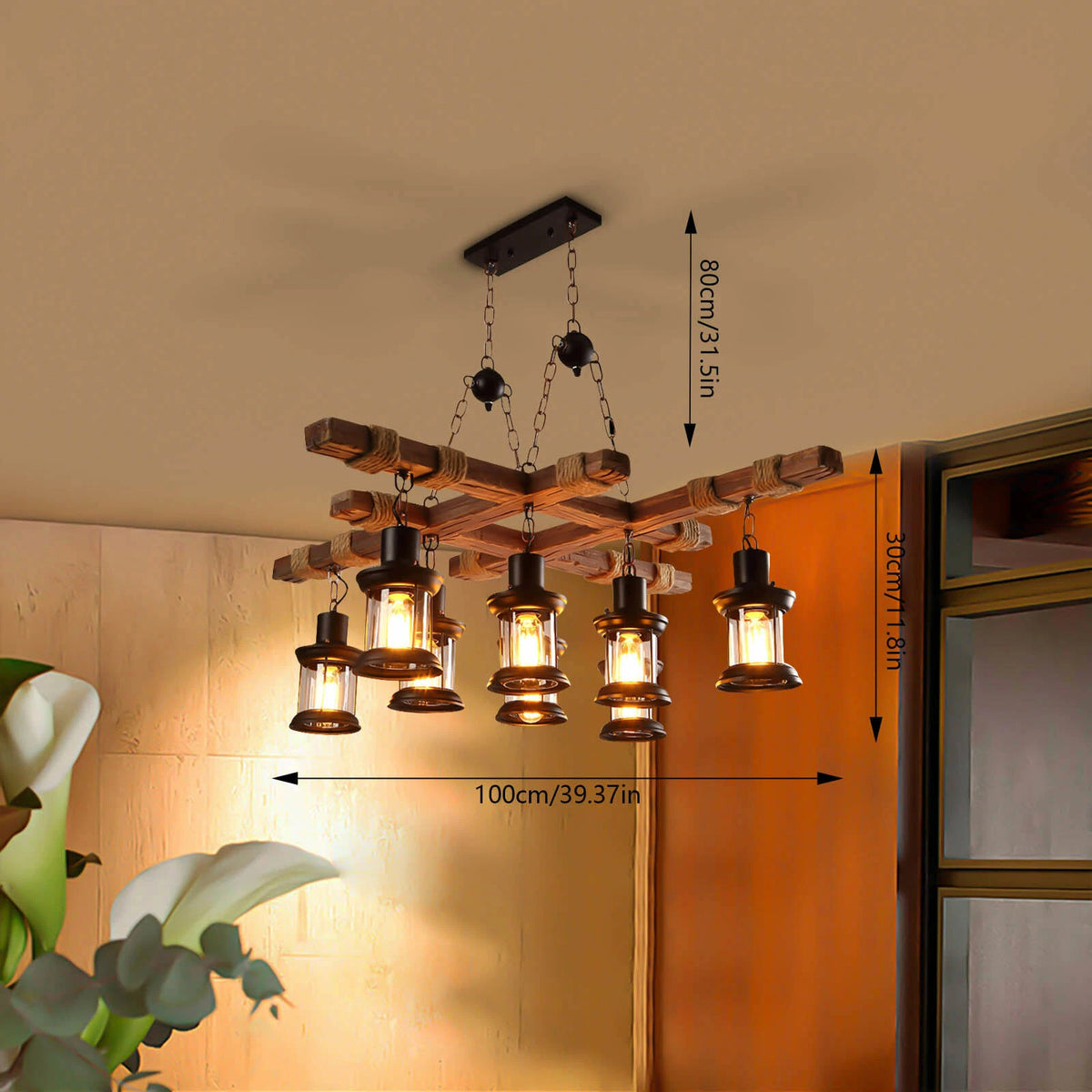 8-Light Rustic Country Chandelier Pendant Lamp for Ceiling