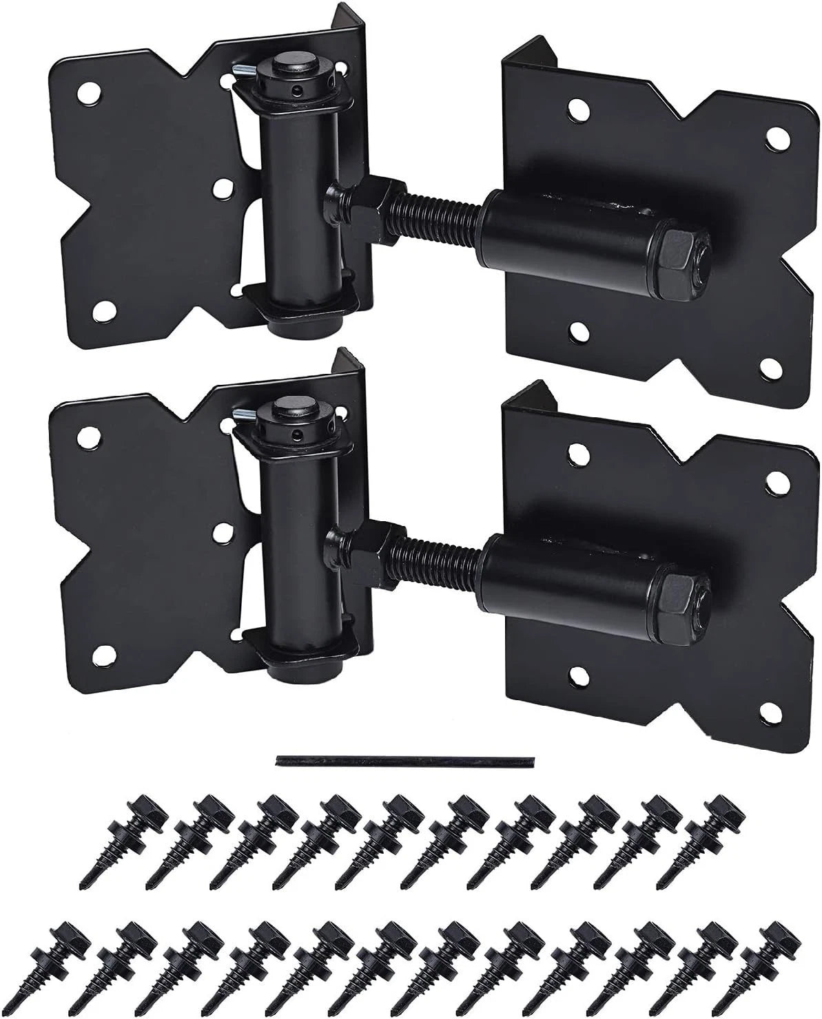 2X Black Powder Coated Self Closing Gate Hinges for Wooden Vinyl Fences