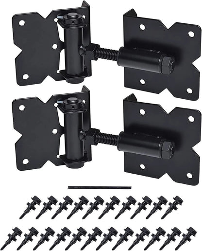 2X Black Powder Coated Self Closing Gate Hinges for Wooden Vinyl Fences