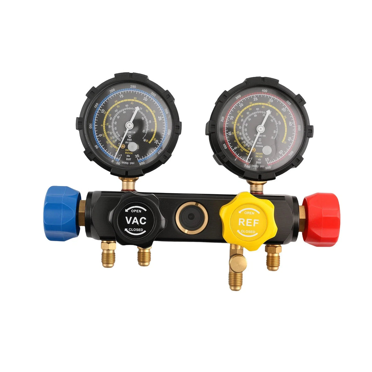 4-Way Manifold Set for R134a R22 R410a with Brass Fittings