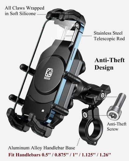 Anti-Theft Motorcycle Phone Mount Holder for Universal Fit (Neutral Size)