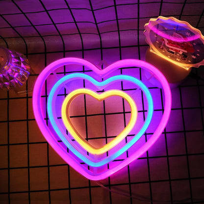 Pink Heart Neon Sign LED Wall Light