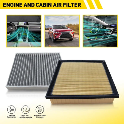 Set of 2 Engine and Cabin Air Filters for Lexus RX350 RX350L (2016–2022)