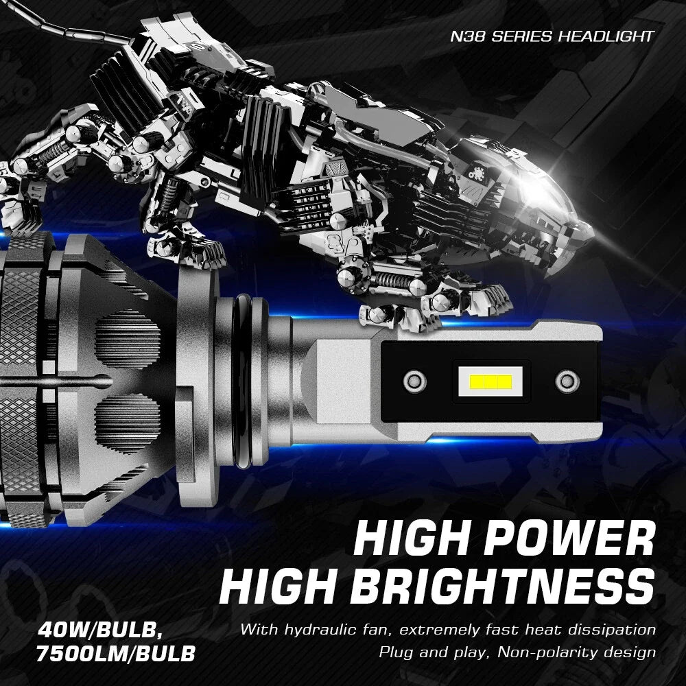 2X 9006 LED Headlight Bulbs Kit 80W 15000LM 6500K for