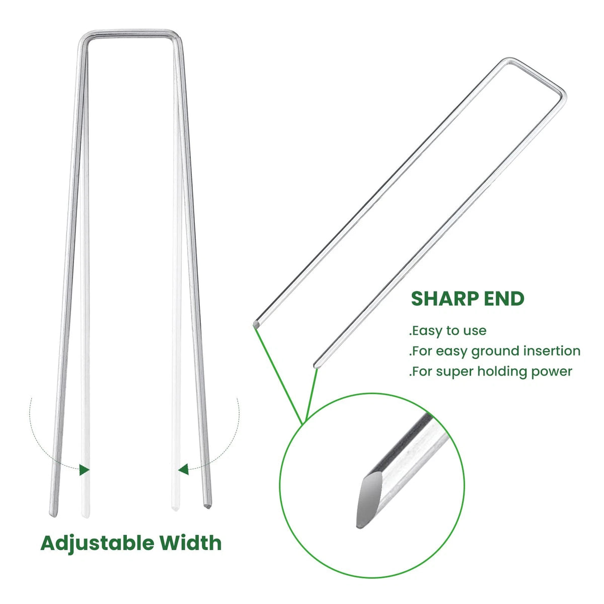 6 Inch U Shaped Garden Stakes for Landscape Fabric (Galvanized Steel)