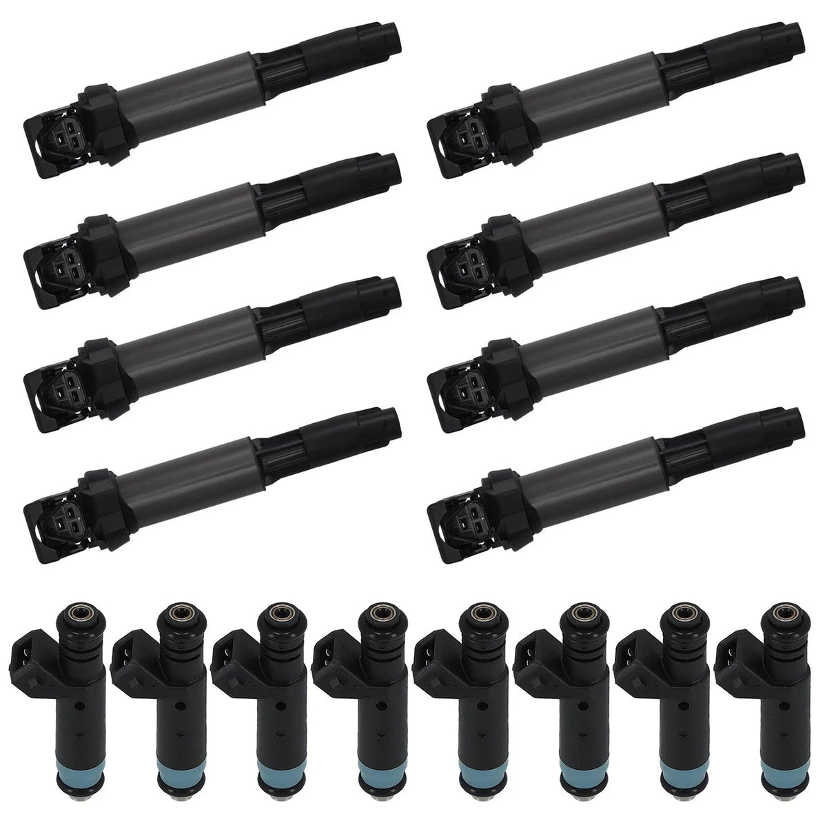 Set of 8 Fuel Injectors & Ignition Coils for BMW X5 V8 4.4L (2004–2006)