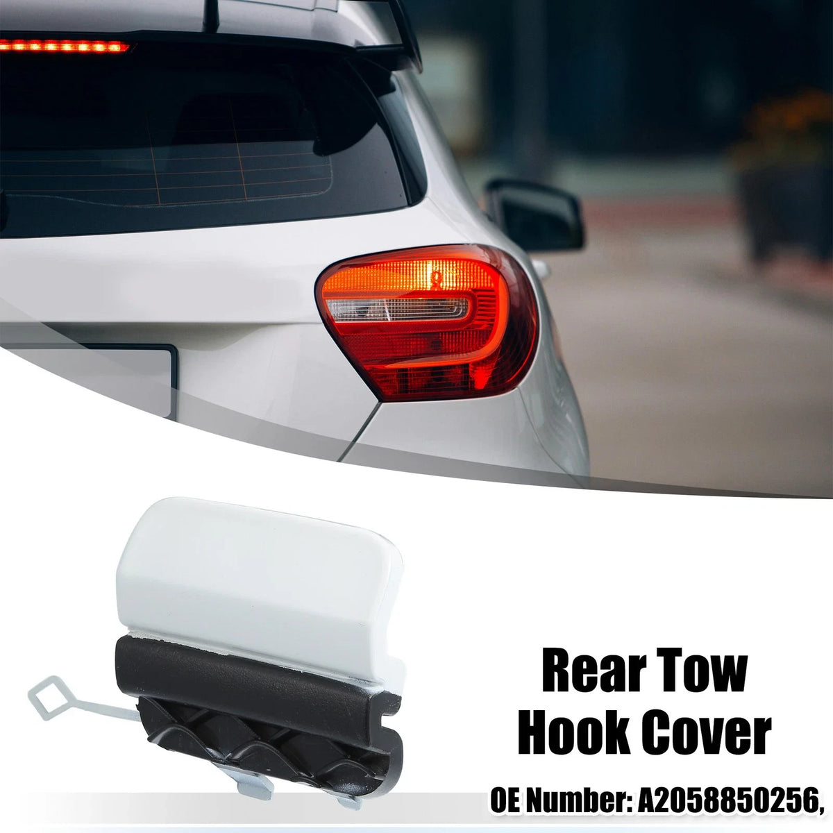 Rear Bumper Tow Hook Eye Hole Cover for Mercedes-Benz W205 (2015–2020) White 703820371915