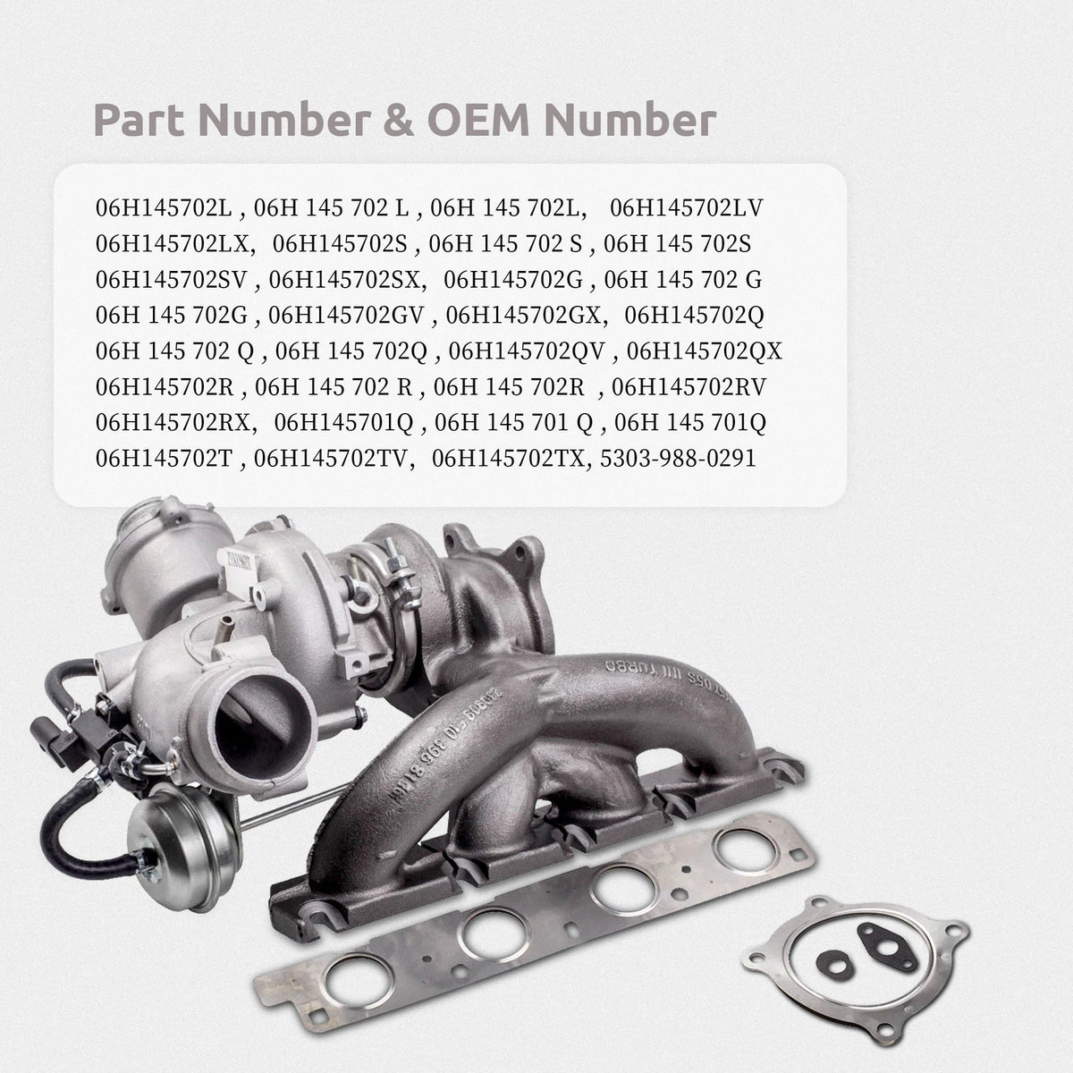 Turbo Charger for Audi A4 A5 VW 2.0 TFSI (2009–2012) 06H145702G 06H145702L