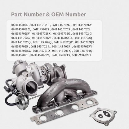Turbo Charger for Audi A4 A5 VW 2.0 TFSI (2009–2012) 06H145702G 06H145702L