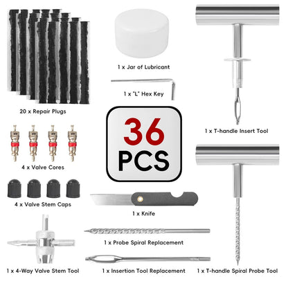 36 Pcs Tire Plug Kit for Car (No Specific Years)