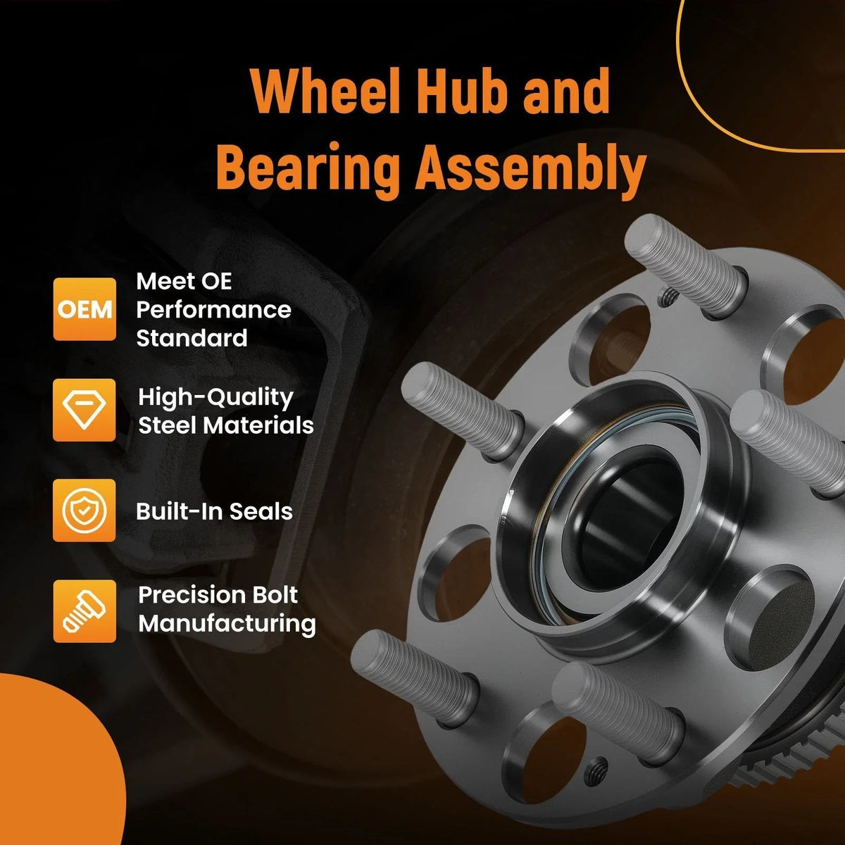 Rear Wheel Hub & Bearing Assembly for Acura TL, Honda Accord (2003–2008) 42200SDAA51