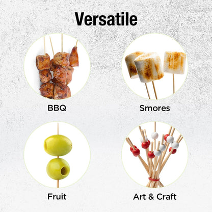 6 Inch Bamboo Skewers for BBQ Appetizers (Set of 50)