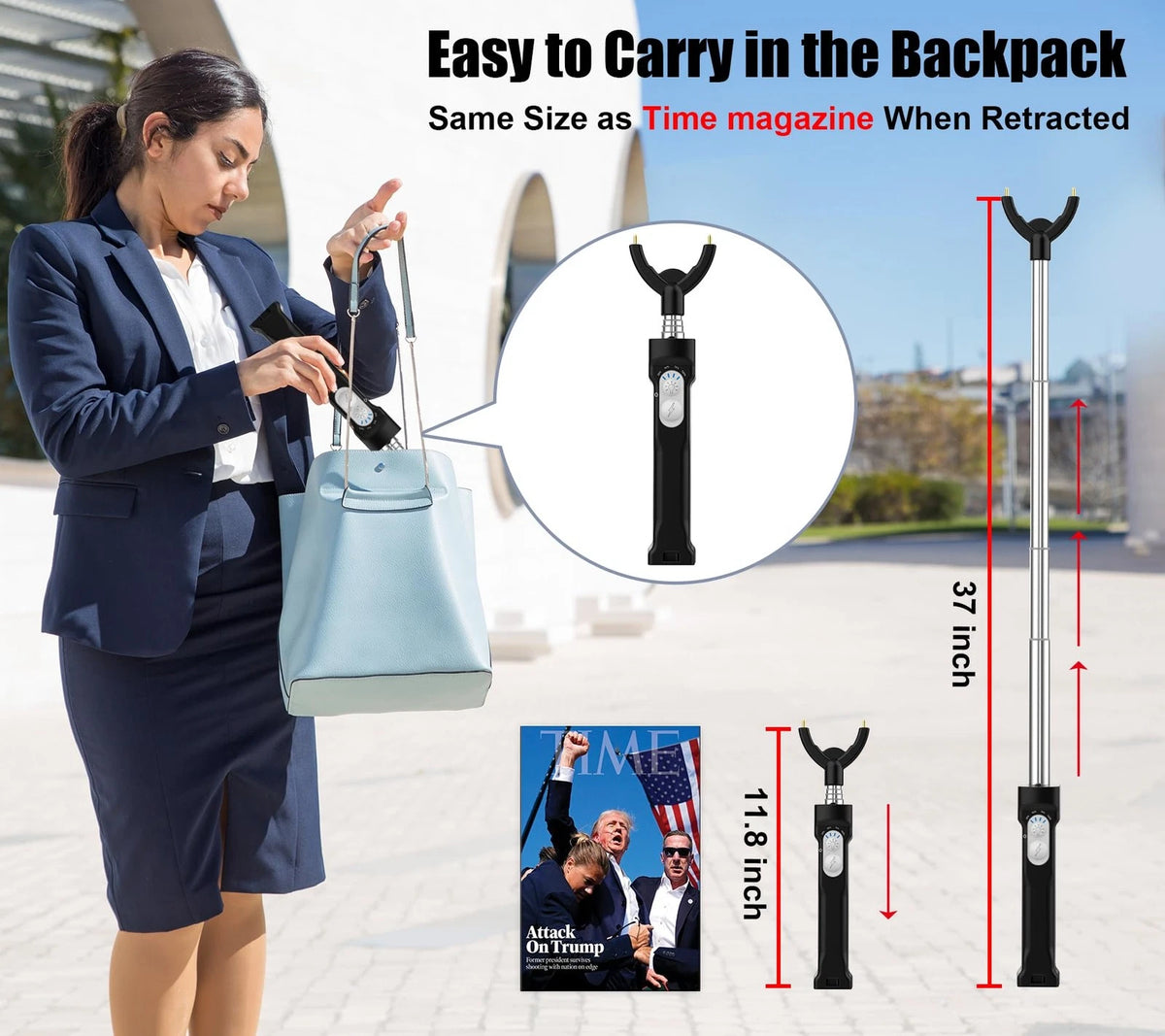 Rechargeable Cattle Prod with LED Light for Cattle Handling (37 Inch)